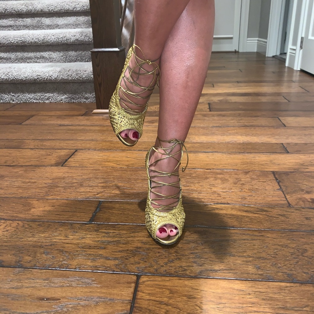 Tom Ford Gold Lace up pumps 37.5 - Picture 8 of 8